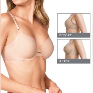 Warners No Side Effects Bra 38D Underwire Satin Padded Cup Back Smoothing 01356